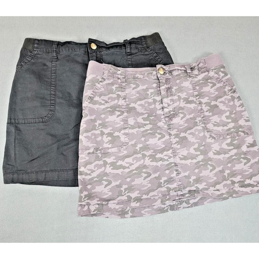 Two Lee Mini Skirt Skorts (Gray Camo and Black) Regular Fit Midrise Size 16